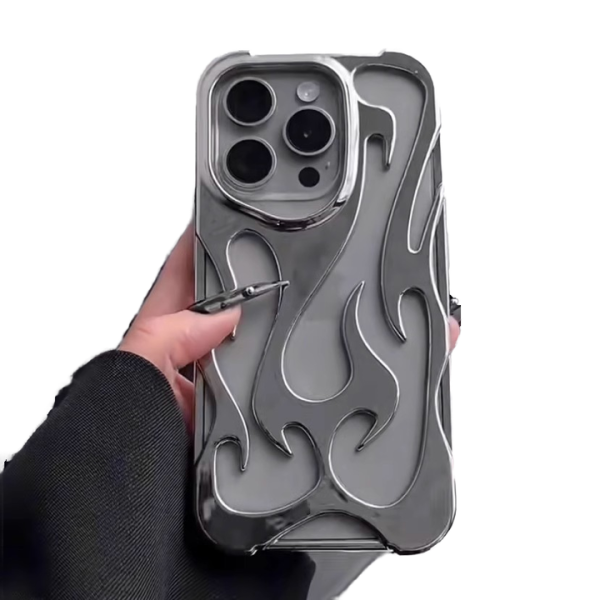 Fashion Hollow 3D Flame Pattern Phone Case for iPhone 15 14 13 11 12 16 Pro Max 15 Plus Cool Shockproof Soft Back Cover - Image 2